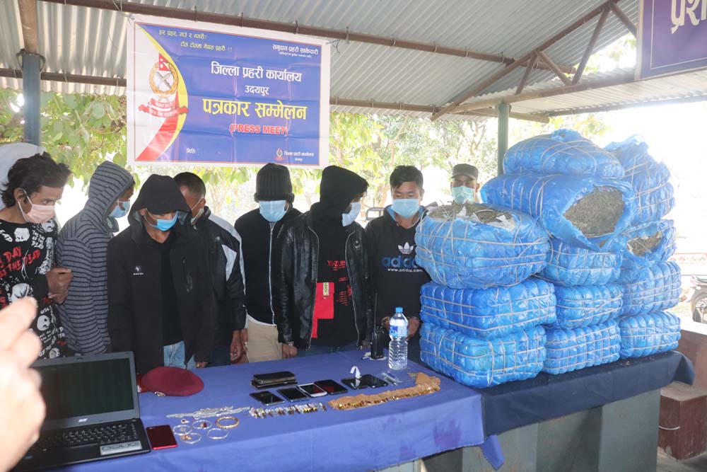 १२१ केजी गाँजा र अन्य लागुऔषाध सहित उदयपुरमा ७ जना पक्राउ