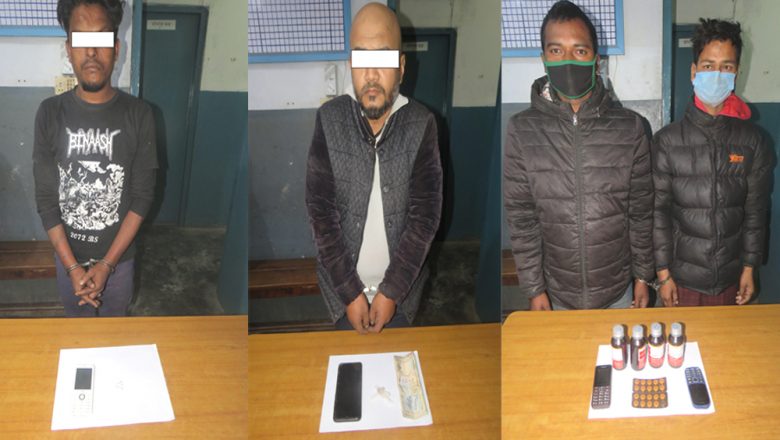लागुऔषध सहित चार जना पक्राउ