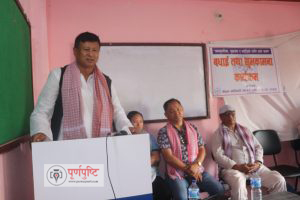 त्रियुगामा प्रमुख का लागि पुन उठ्ने बलदेब चौधरी को घोषणा