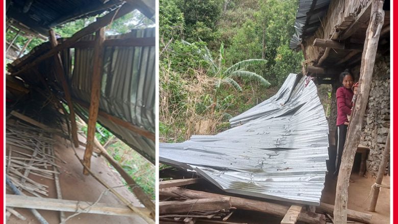 बरुवामा हावाहुरीले घरको छाना उडाउँदा करिव ३ लाख बरावरको क्षती