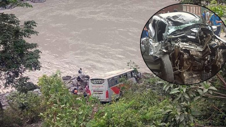 कारसँग ठोक्किएर रात्रि बस त्रिशुली नदिमा खस्यो, ५ जना गम्भिर घाईते