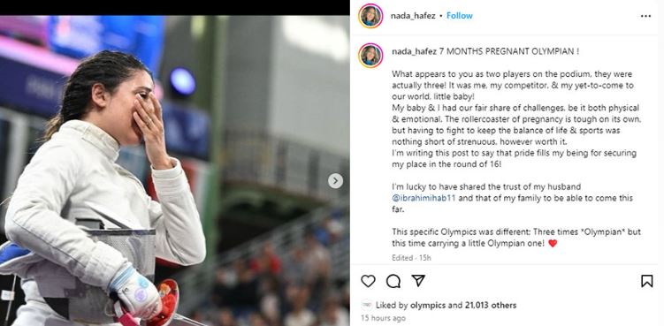 ७ महिनाको गर्भवती अवस्थामा पेरिस ओलम्पिकमा प्रतिस्पर्धा गरेको इजिप्टियन फेन्सरको खुलासा