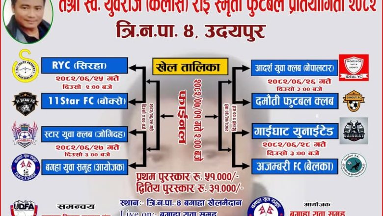 तेश्रो स्व. युवराज (कैलास) राई स्मृती फुटबल प्रतियोगिता २५ गतेदेखी