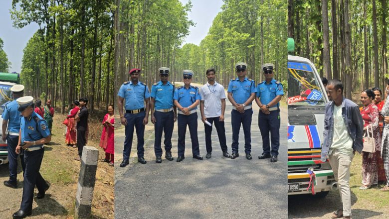 गाईघाट लाहान जाने विङगरमाथी ट्राफिक प्रहरीको निगरानी