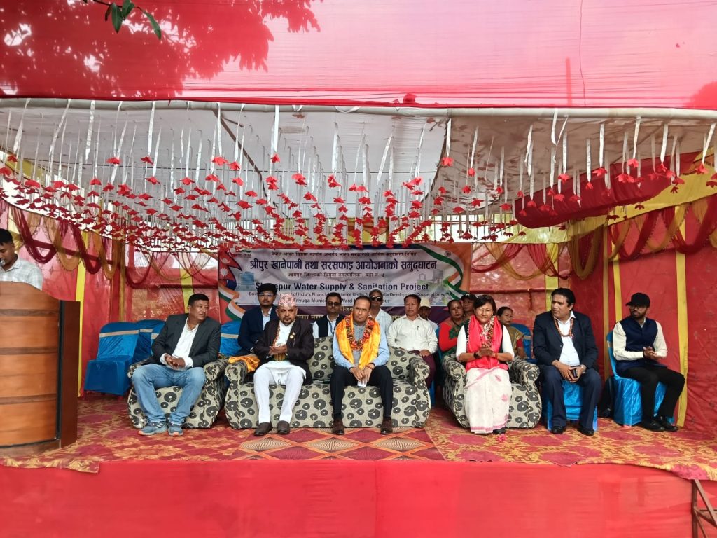 भारतीय सहयोगमा त्रियुगा–५ श्रीपुरमा ३ लाख लिटरको खानेपानी ट्यांकी उद्घाटन